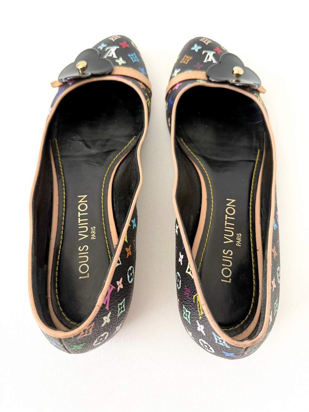 LOUIS VUITTON | Takashi Murakami Multicolor Ballet Flats Black Monogram EU 38.5 - Picture 10 of 14
